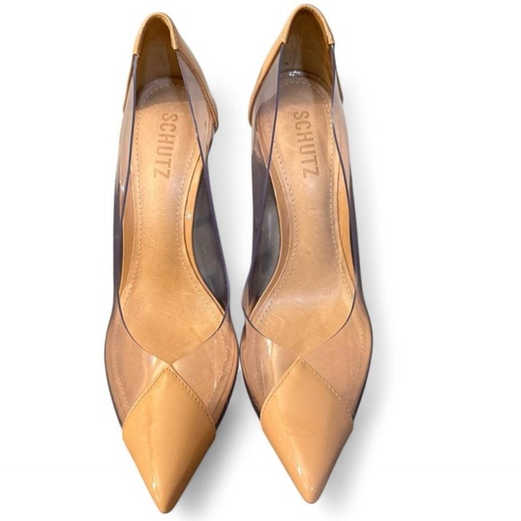 SCHUTZ Shoes - Schutz Cendi Honey Beige Transparent Women's Tan Pumps Size 7 Great Condition